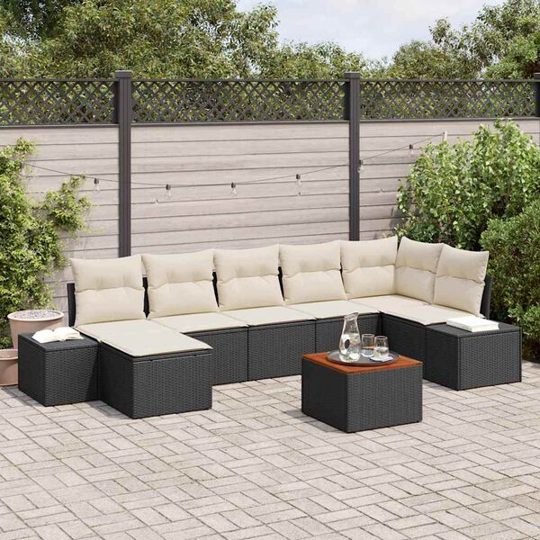vidaXL Ensemble de canapé de jardin 8 pcs Noir et blanc
