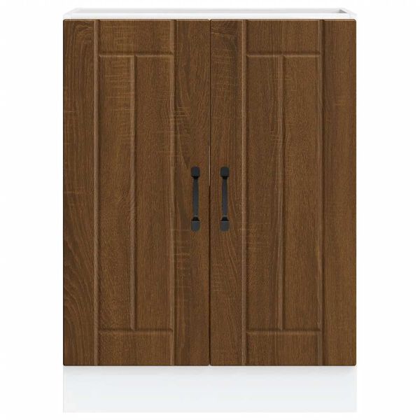 vidaXL Meuble de base de lavabo Lucca ch&ecirc;ne marron bois d'ing&eacute;nierie