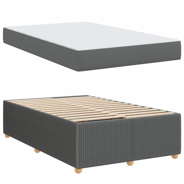 vidaXL Cadre de lit avec matelas Gris fonc&eacute; 120 x 190 cm tissu