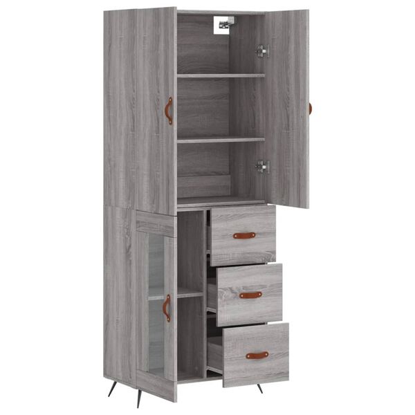 vidaXL Buffet haut Sonoma gris 69,5x34x180 cm Bois d'ing&eacute;nierie