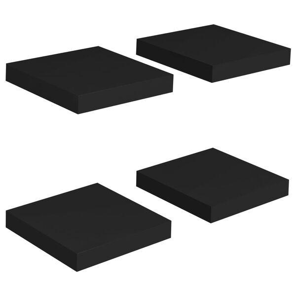 vidaXL &Eacute;tag&egrave;res murales flottantes 4 pcs noir 23x23,5x3,8 cm MDF