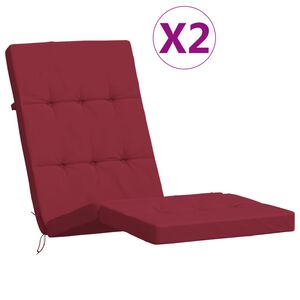 vidaXL Coussins de chaise longue lot de 2 rouge bordeaux tissu oxford