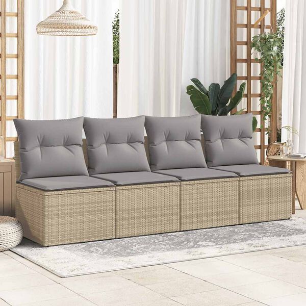 vidaXL Salon de jardin avec coussins 2 pcs beige résine tressée acacia