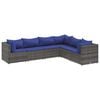 vidaXL Salon de jardin 6 pcs avec coussins Gris R&eacute;sine tress&eacute;e