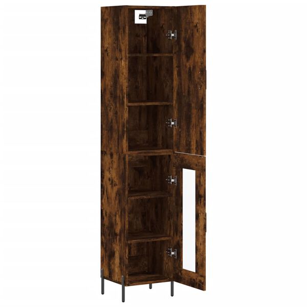 vidaXL Buffet haut Ch&ecirc;ne fum&eacute; 34,5x34x180 cm Bois d'ing&eacute;nierie
