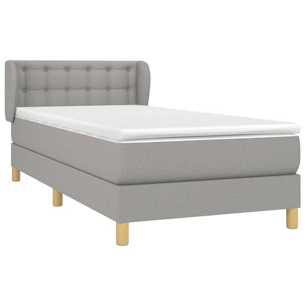 vidaXL Sommier &agrave; lattes de lit avec matelas Gris clair 100x200cm Tissu