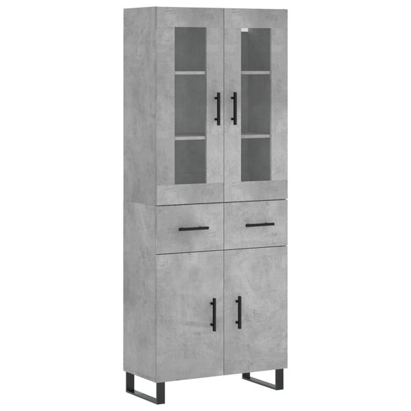 vidaXL Buffet haut Gris b&eacute;ton 69,5x34x180 cm Bois d'ing&eacute;nierie