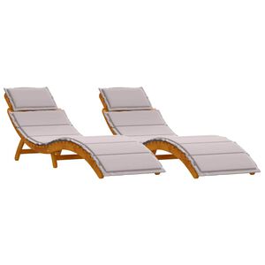 vidaXL Transat 2 pc Bois d'Acacia Massif Taupe
