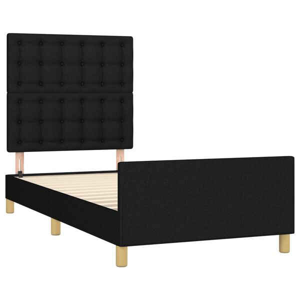 vidaXL Cadre de lit sans matelas avec t&ecirc;te de lit noir 90x200 cm tissu