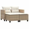 vidaXL Canap&eacute; de jardin 2 places avec tabourets beige r&eacute;sine tress&eacute;e