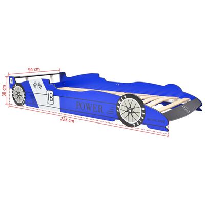 vidaXL Lit voiture de course pour enfants avec LED 90 x 200 cm Bleu