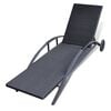 vidaXL Chaise longue avec coussin et roues R&eacute;sine tress&eacute;e Noir