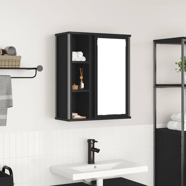 vidaXL Armoire murale de salle de bain miroir chêne noir 50x21x60 cm