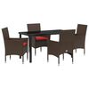 vidaXL Ensemble table et chaises 5 pc Marron et rouge Rotin PE