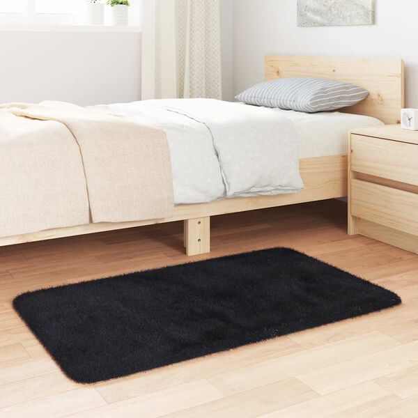 vidaXL Tapis Shaggy &agrave; poils longs NAVARRA noir 60x100 cm polyester