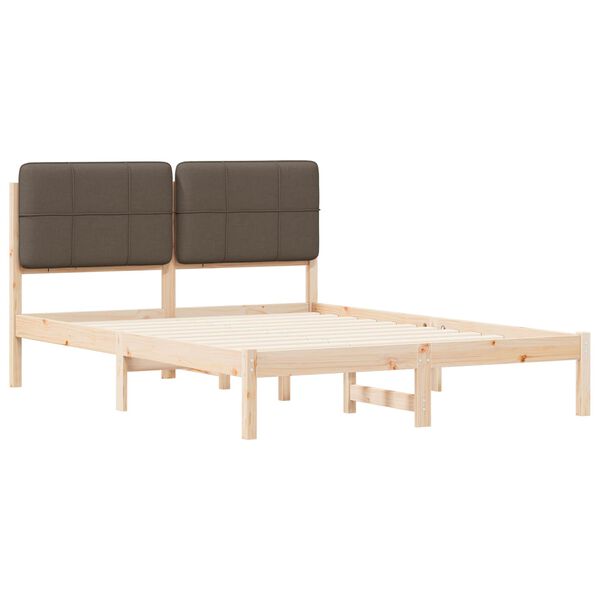 vidaXL Cadre de lit avec t&ecirc;te de lit rembourr&eacute;e Taupe 140 x 190 cm
