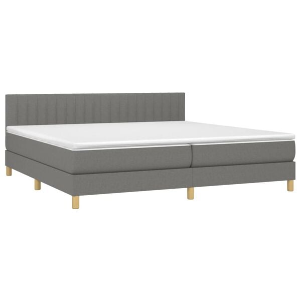 vidaXL Sommier &agrave; lattes de lit et matelas et LED Gris fonc&eacute; 200x200 cm