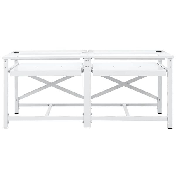 vidaXL Double socle pour machine &agrave; laver &eacute;tag&egrave;res coulissantes blanc