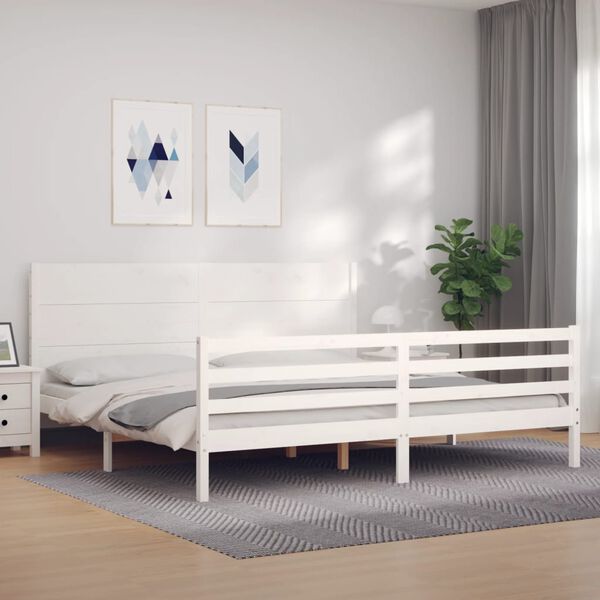 vidaXL Cadre de lit sans matelas blanc bois massif