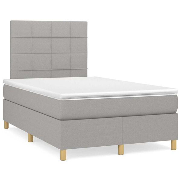 vidaXL Sommier &agrave; lattes de lit matelas LED gris clair 120x190 cm tissu