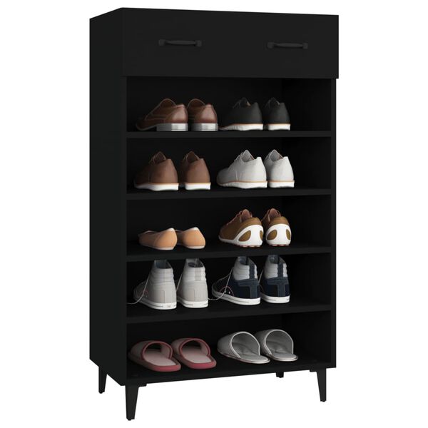 vidaXL Armoire à chaussures Noir 60x35x105 cm Bois d'ingénierie