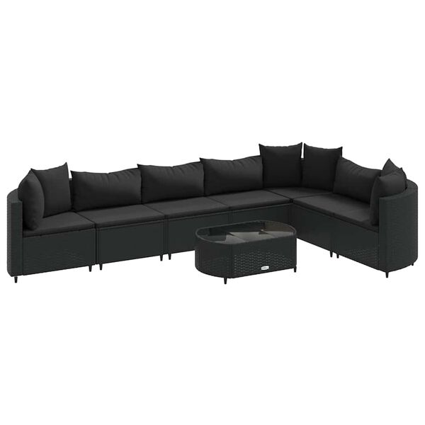 vidaXL Salon de jardin 8 pcs avec coussins noir r&eacute;sine tress&eacute;e