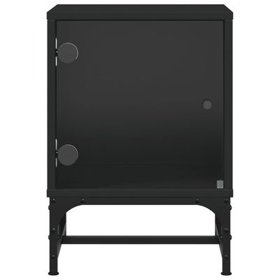 vidaXL Table de chevet avec porte en verre noir 35x37x50 cm