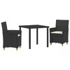vidaXL Ensemble de salle &agrave; manger pour jardin 3 pc Noir polyrotin