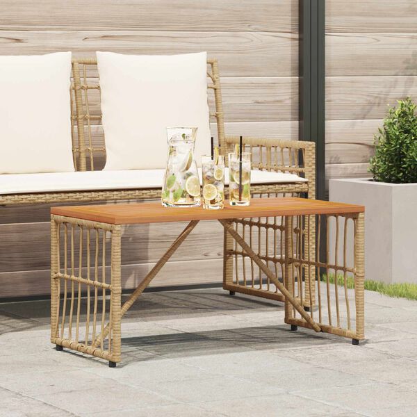 vidaXL Table de jardin Naturel 80 x 40 x 40 cm Acier et Rattan Poly