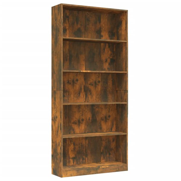 vidaXL Biblioth&egrave;que 5 niveaux Ch&ecirc;ne fum&eacute; 80x24x175cm Bois d'ing&eacute;nierie