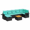 vidaXL Salon de jardin 8 pcs avec coussins noir r&eacute;sine tress&eacute;e
