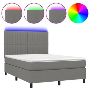 vidaXL Sommier &agrave; lattes de lit et matelas et LED Gris fonc&eacute; 140x200 cm