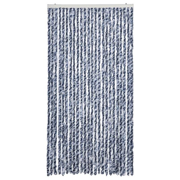 vidaXL Rideau anti-mouches bleu et blanc 100x230 cm chenille