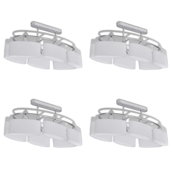 vidaXL Plafonnier avec abat-jours en verre ellipso&iuml;de 4 pcs E14