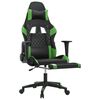 vidaXL Chaise de jeu avec repose-pied Noir et vert Similicuir