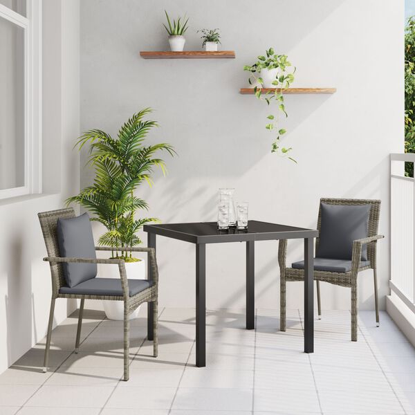 vidaXL Ensemble de salle &agrave; manger pour jardin 3 pcs Gris polyrotin