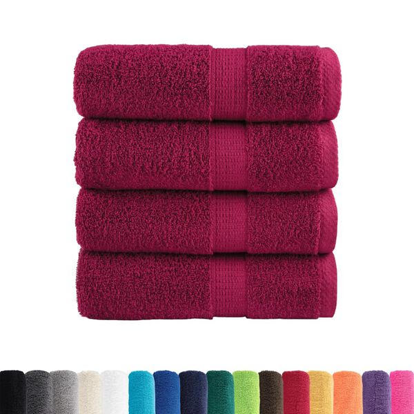 vidaXL Serviettes de toilette premium SOLUND 4 pi&egrave;ces Bordeaux 30 x 30 cm 600 g/m&sup2;