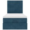 vidaXL Cadre de lit ottoman avec matelas bleu fonc&eacute; 80x200 cm velours