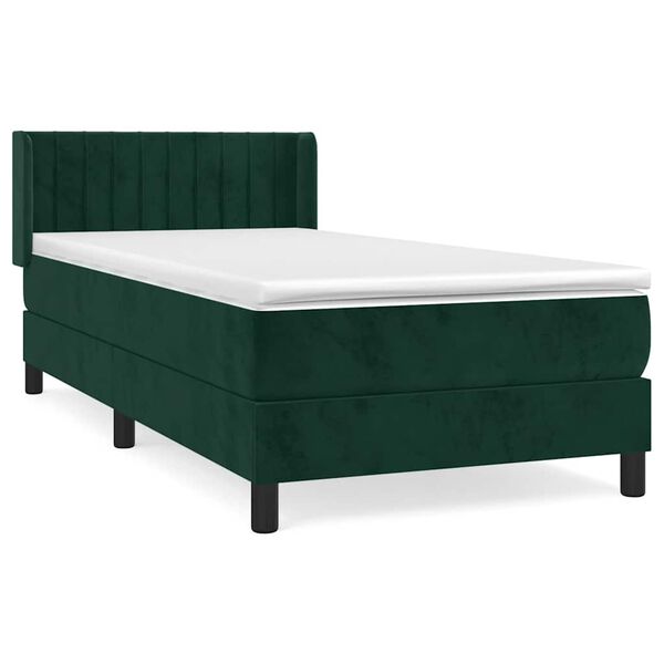 vidaXL Sommier &agrave; lattes de lit et matelas Vert fonc&eacute; 80x200 cm Velours