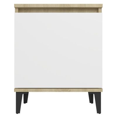 vidaXL Table de chevet et pieds en métal Chêne sonoma/blanc 40x30x50cm