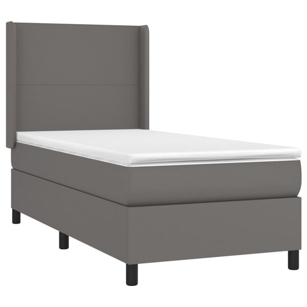vidaXL Sommier &agrave; lattes de lit avec matelas Gris 90x200 cm Similicuir
