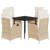 vidaXL Ensemble &agrave; manger de jardin avec coussins 5pcs Beige poly rotin