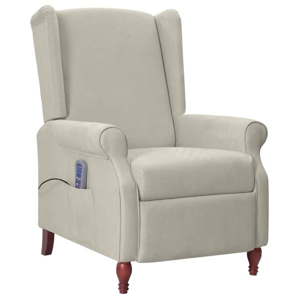 vidaXL Fauteuil de massage inclinable gris clair microfibre