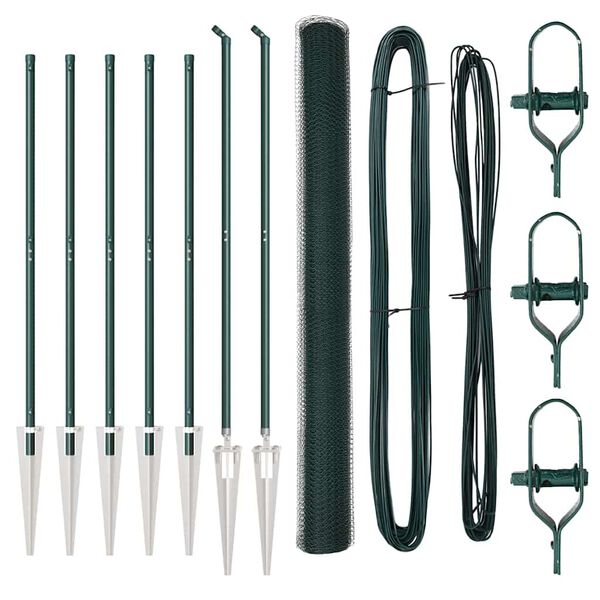 vidaXL Poteau de cl&ocirc;ture. Vert 10 x 1,6 m (maillage de 25 mm)