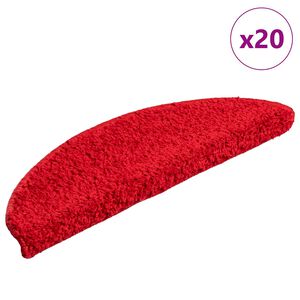 vidaXL Tapis d'escalier 20 pi&egrave;ces 56 x 17 x 3 cm Rouge Demi-rond