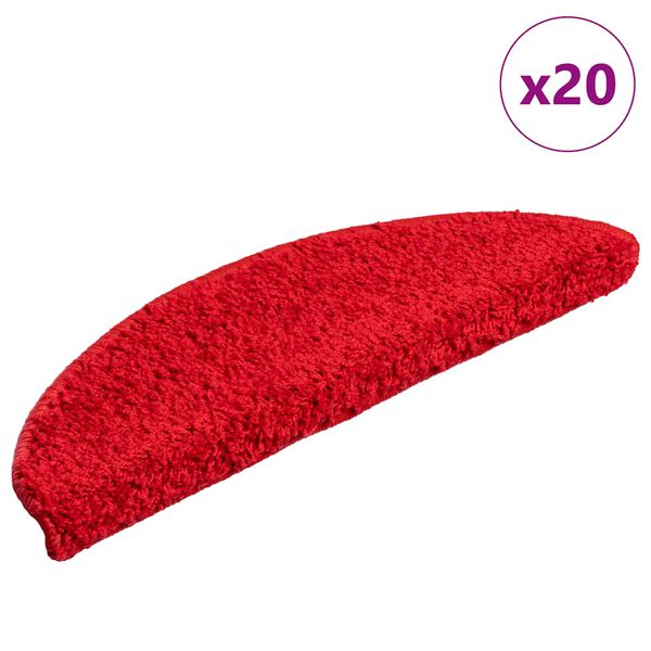 vidaXL Tapis d'escalier 20 pi&egrave;ces 56 x 17 x 3 cm Rouge Demi-rond
