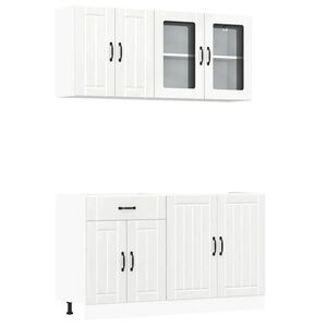vidaXL Ensemble de 4 meubles de cuisine "Lucca" en bois d'ing&eacute;nierie blanc brillant