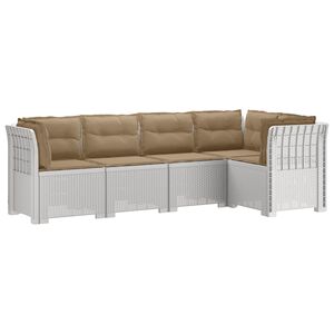vidaXL Canap&eacute; de Jardin 5 Places avec Coussins Aspect Rotin PP Blanc