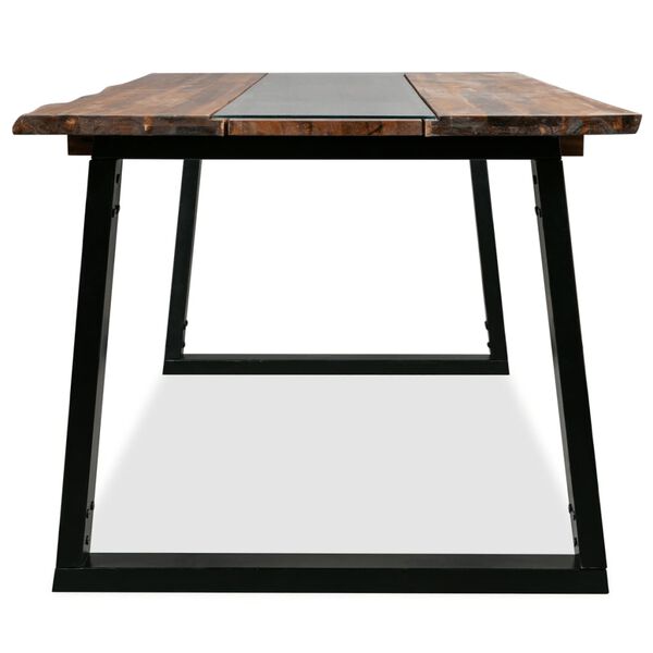 vidaXL Table de salle &agrave; manger Bois d'acacia et verre 180 x 90 x 75 cm