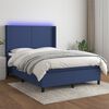 vidaXL Sommier &agrave; lattes de lit matelas et LED Bleu 140x200 cm Tissu
